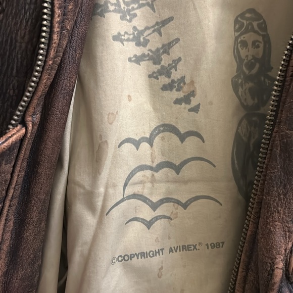 ´Bomber pilot Avirex brown 1987 leather jacket with bomber pilot lining size 44 - Picture 17 of 17